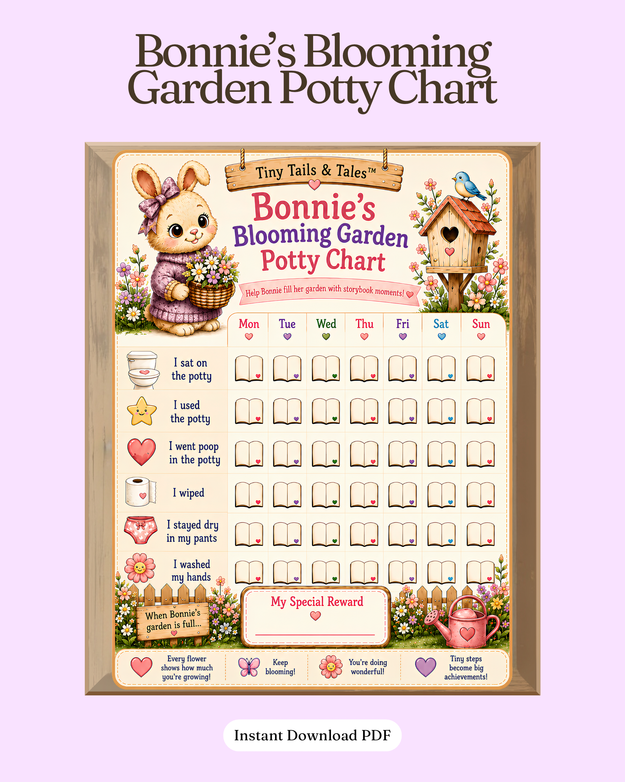 Bonnie’s Blooming Garden Potty Chart™ | Printable PDF Reward Chart