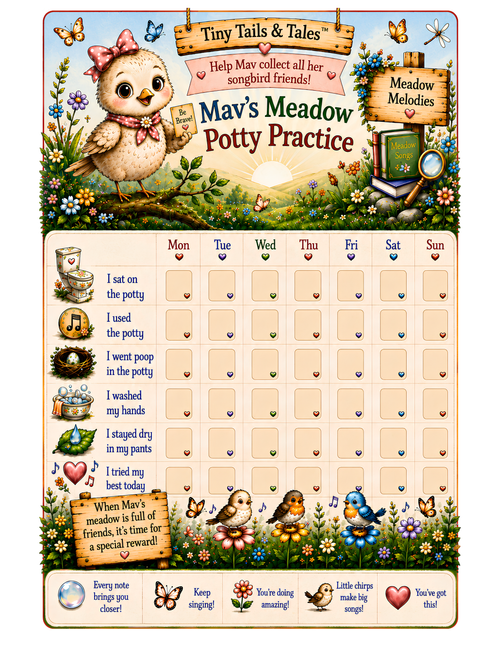 Mav’s Meadow Potty Practice™ | Printable Potty Chart PDF | Instant Digital Download